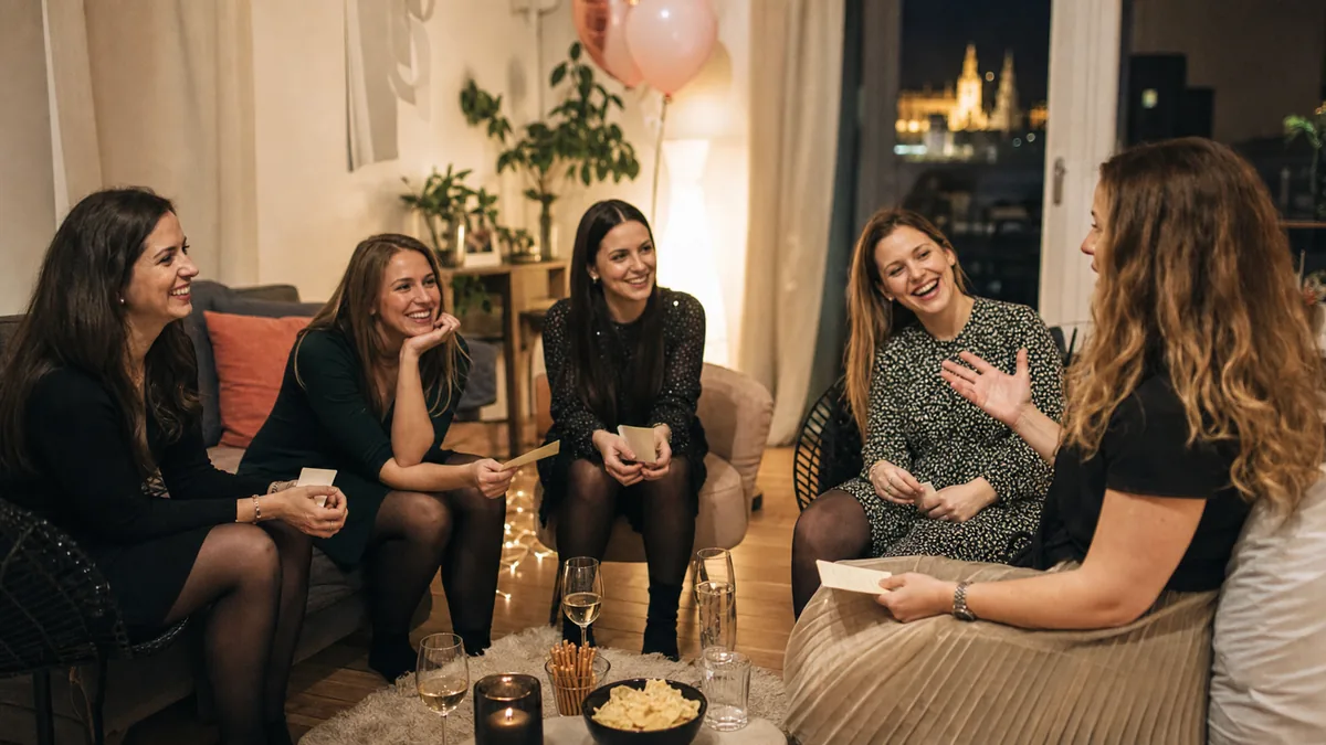 Barátnők ismerkedős játékot játszanak