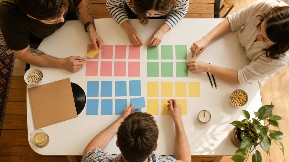 Zenei kvíz fordulóit tervező baráti társaság