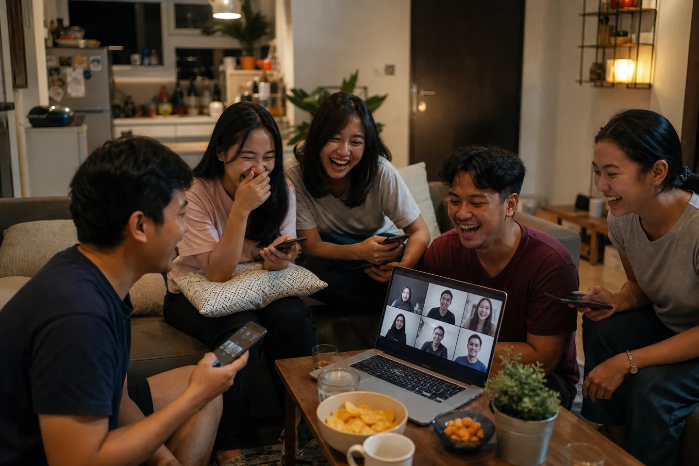 Teman-teman Indonesia bermain game lewat video call