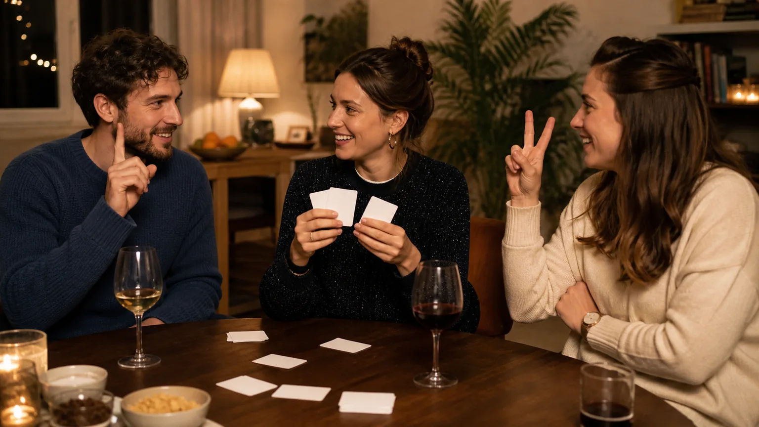 Vrienden bespreken hun Hints-ronde