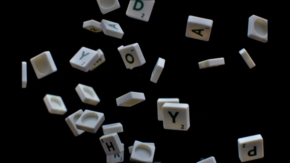 Losse letters op een donkere ondergrond