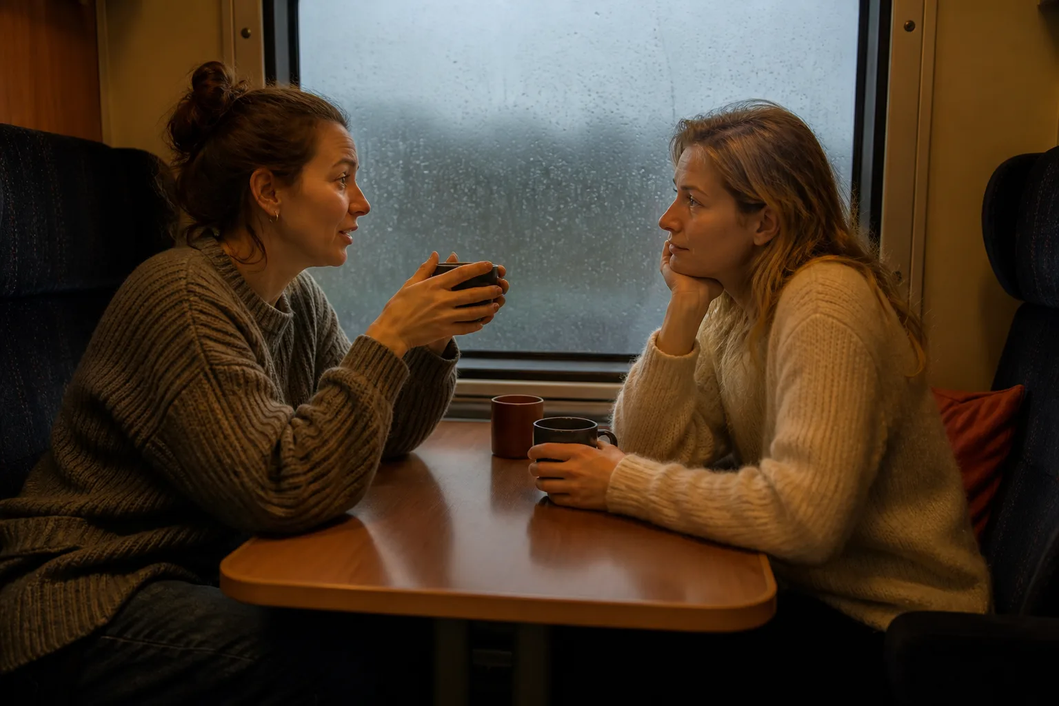 Vänner med frågekort på en kvällsträff