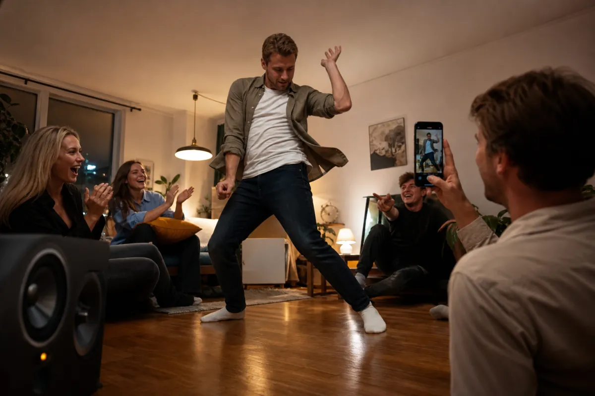En spelare gör ett dansuppdrag