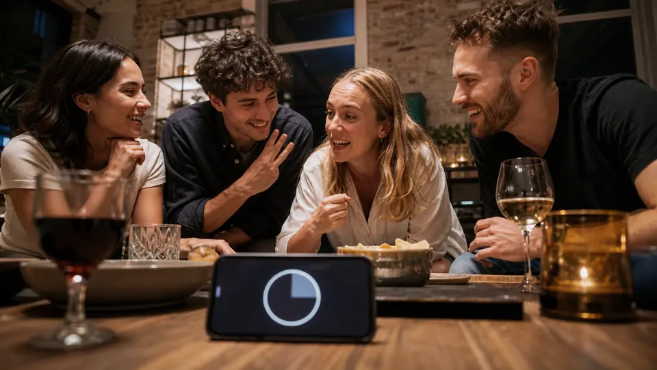 Vänner spelar en femsekundersrunda