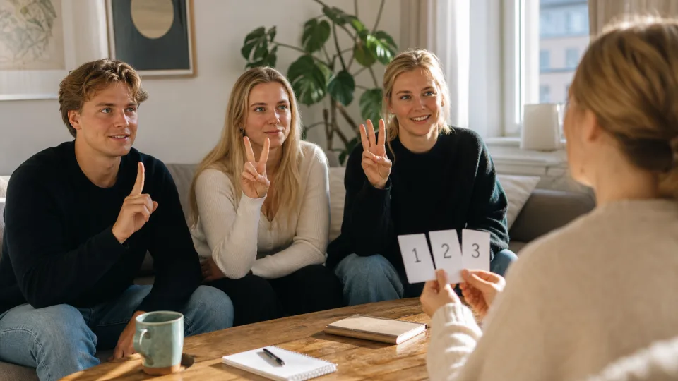 Vänner röstar på ett av tre påståenden