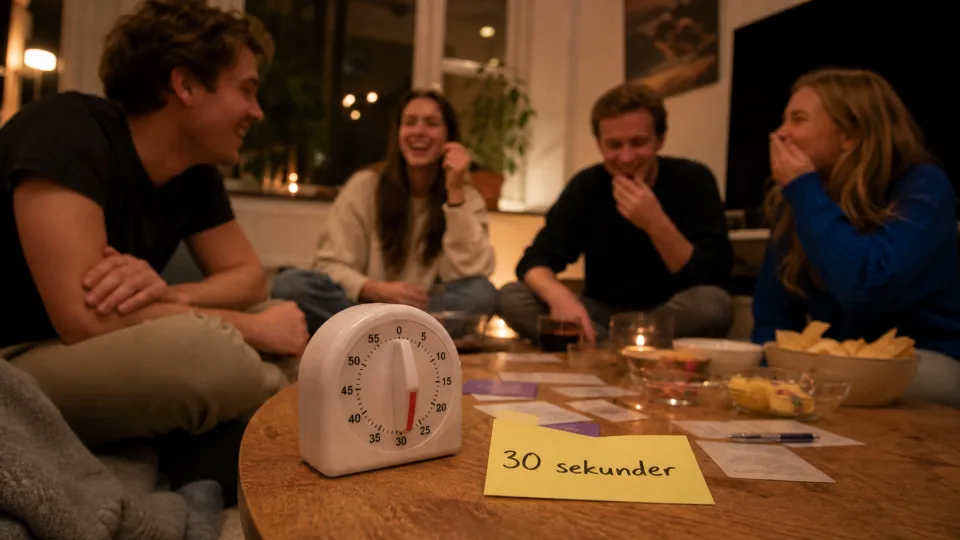 Vänner spelar en snabb runda med timer