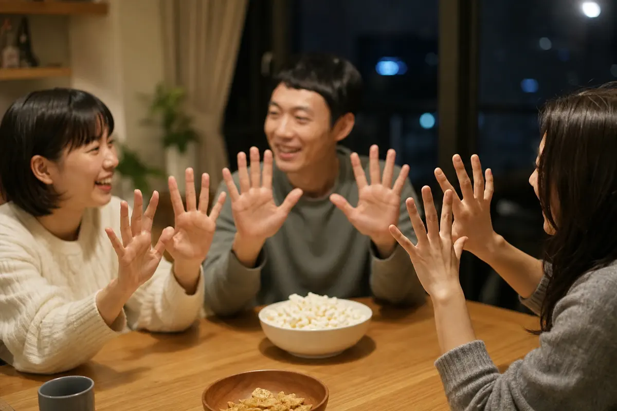 玩家舉起手指確認遊戲回合