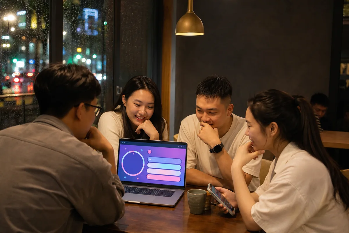 Nhóm bạn Việt Nam chơi đố vui online