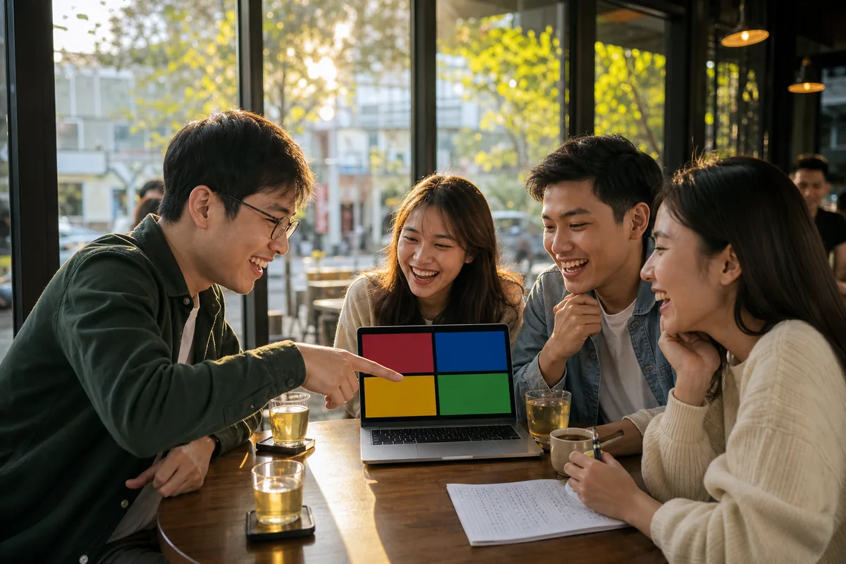 Nhóm bạn Việt Nam reo lên khi giải được câu đố