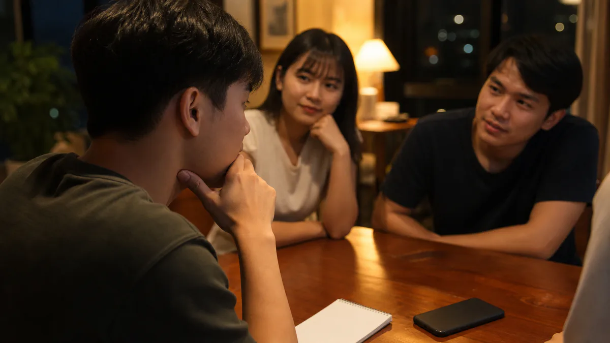 Một người suy nghĩ trước khi đưa gợi ý từ khóa