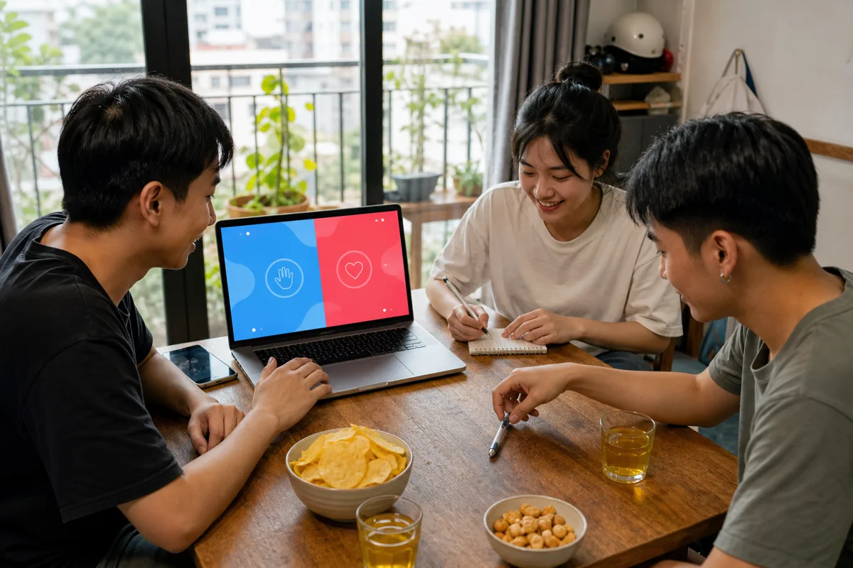 Nhóm bạn chuẩn bị ván game online