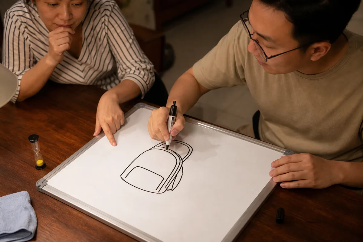 Người chơi phác hình đơn giản trên bảng